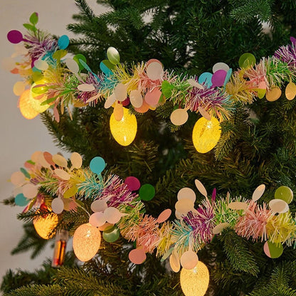 Battery Powered Light Up Easter Egg Tinsel Garland - Porch & Mantel Spring Holiday Decor