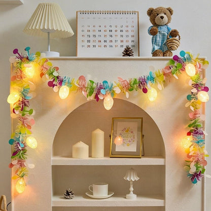 Battery Powered Light Up Easter Egg Tinsel Garland - Porch & Mantel Spring Holiday Decor