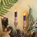 Battery Powered Patriotic American Flag Flameless LED Candle - 4 Pcs, Home Table Mantel Indoor Holiday Party Festival Decor Lighting