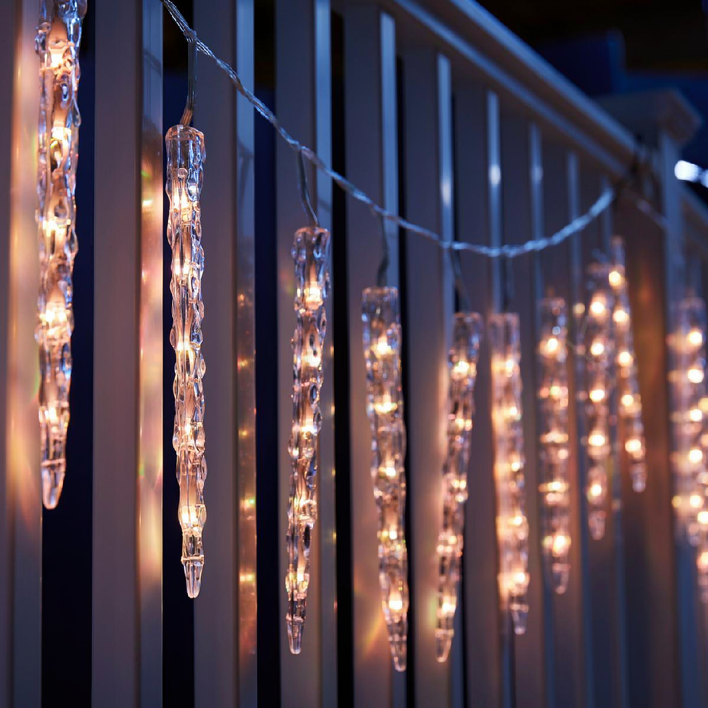 Battery Powered Sparkling Christmas Icicle String Lights - 9.84ft, 20 LED, Home Xmas Holiday Party Window Decor Lighting