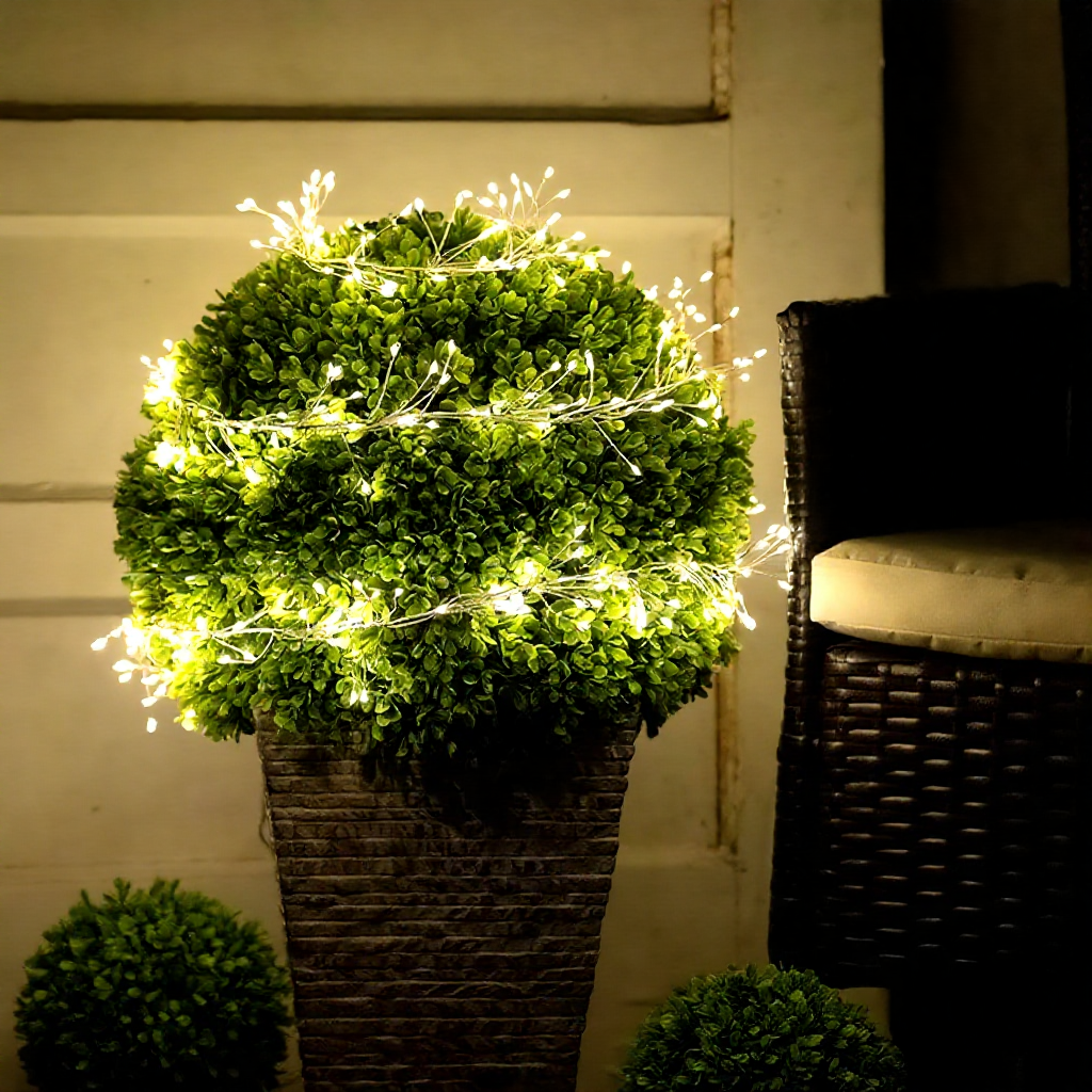 Battery-Powered Warm White Christmas LED Cluster Fairy String Lights - 6.56ft, Tree & Wreath Holiday Lighting