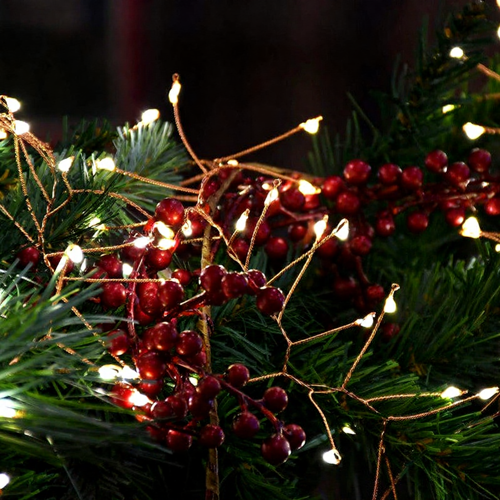 Battery-Powered Warm White Christmas LED Cluster Fairy String Lights - 6.56ft, Tree & Wreath Holiday Lighting