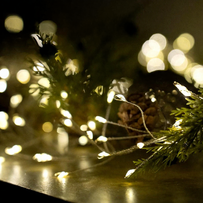 Battery-Powered Warm White Christmas LED Cluster Fairy String Lights - 6.56ft, Tree & Wreath Holiday Lighting