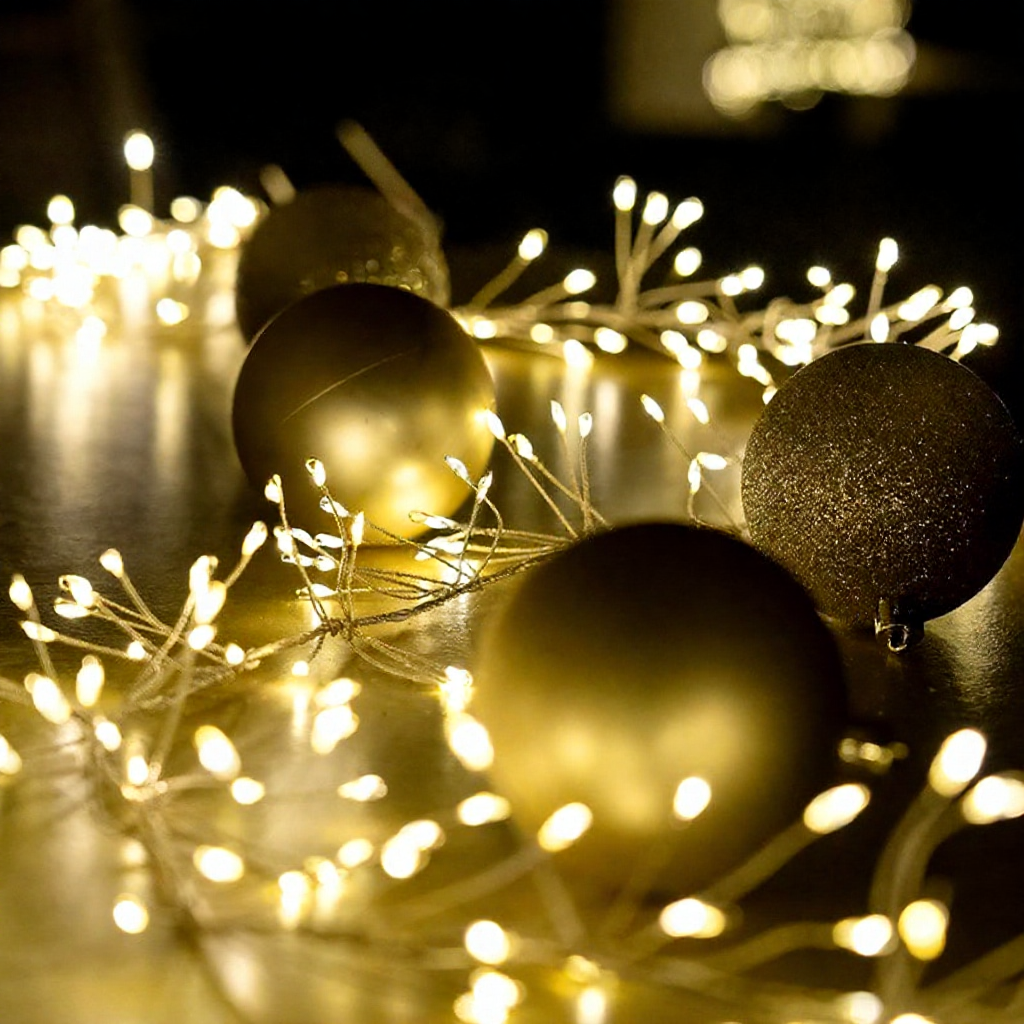 Battery-Powered Warm White Christmas LED Cluster Fairy String Lights - 6.56ft, Tree & Wreath Holiday Lighting