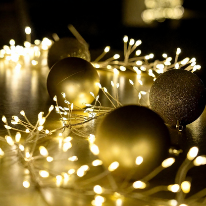 Battery-Powered Warm White Christmas LED Cluster Fairy String Lights - 6.56ft, Tree & Wreath Holiday Lighting