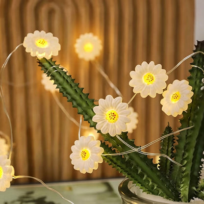 9.84ft 30 LED White Daisy Flower Fairy String Lights-View 2-Next Deal Shop