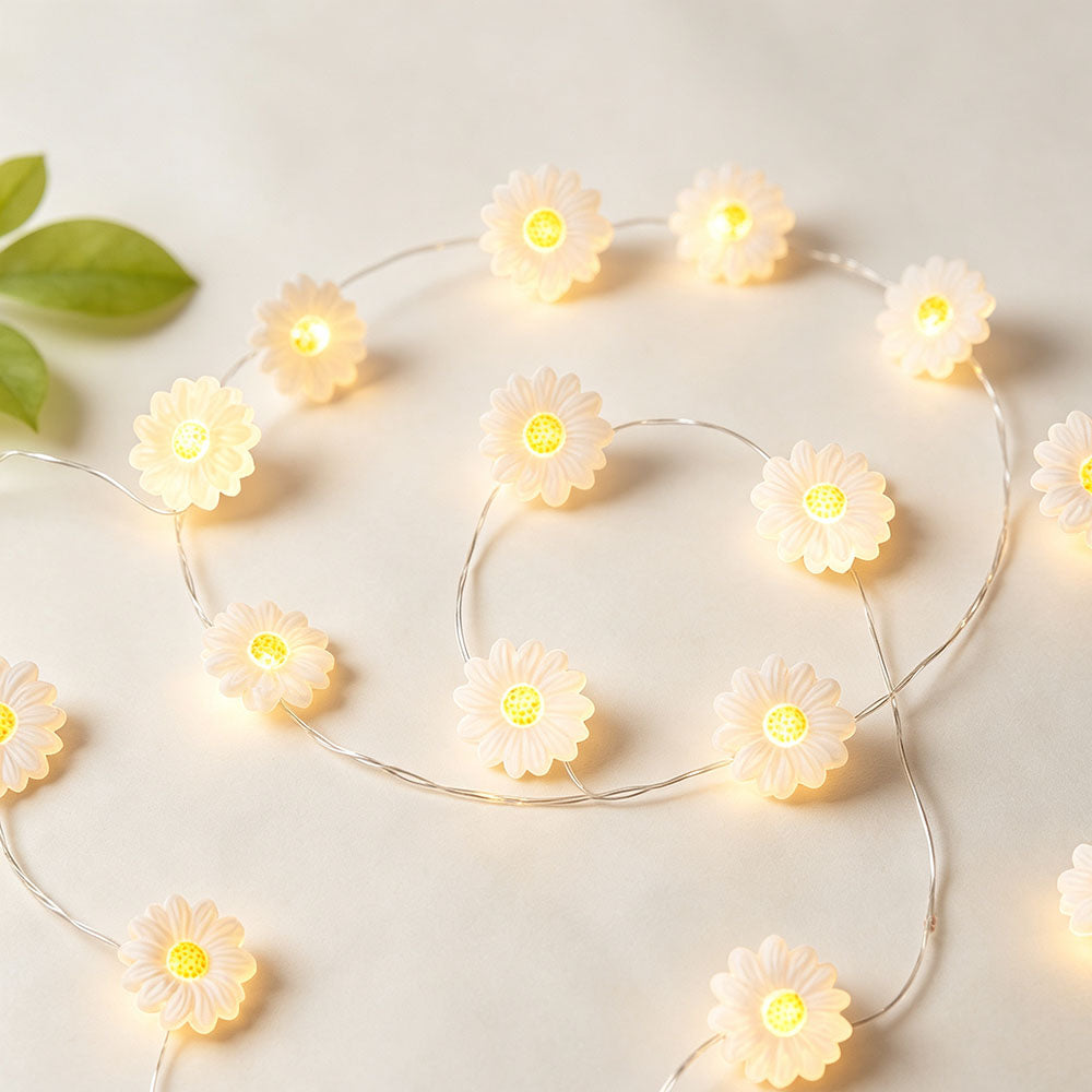 9.84ft 30 LED White Daisy Flower Fairy String Lights-View 3-Next Deal Shop