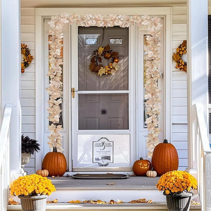 Battery Powered Warm White LED Maple Leaf String Lights - 20 LED, 9.84ft, Indoor Fall Holiday Lighting