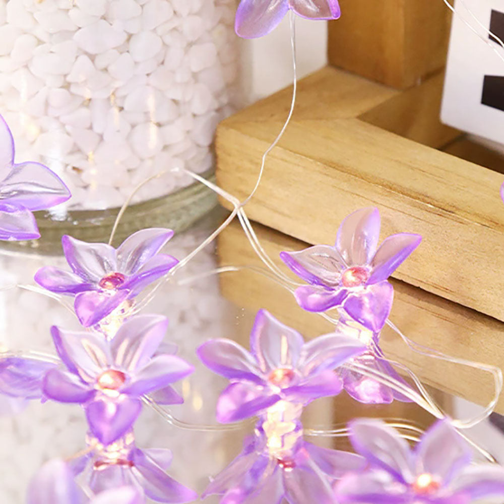 6.56 ft 20 LED Purple Flower Fairy String Lights-View 2-Next Deal Shop