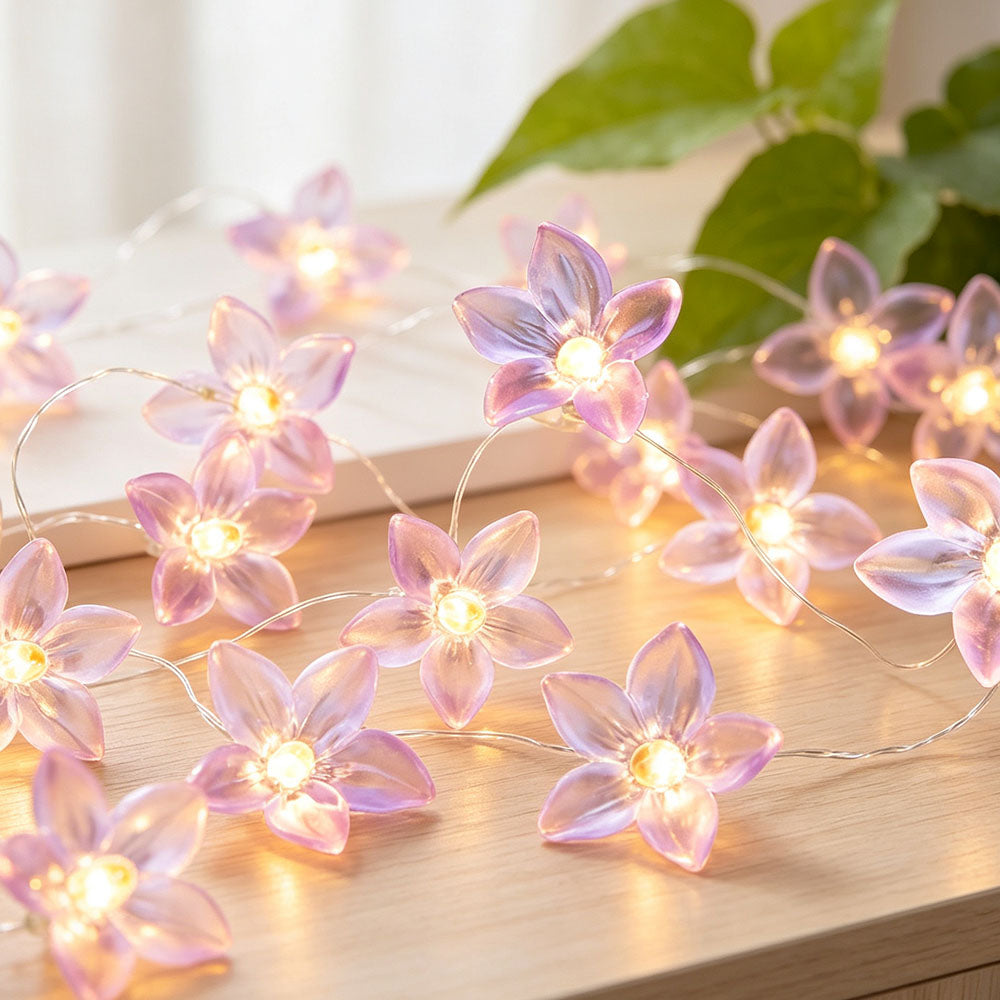 6.56 ft 20 LED Purple Flower Fairy String Lights-View 3-Next Deal Shop
