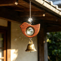 Boho Nature Hand-Carved Wood & Crystal Prism Bird Wind Chime - 11.5-Inch Long, Porch & Garden Decor
