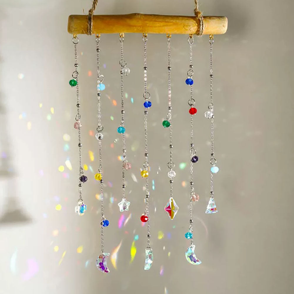 Crystal Star Moon Prism Bead Hanging Suncatcher-View 2-Next Deal Shop