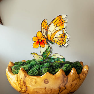 Butterfly and Flower Plant Stake