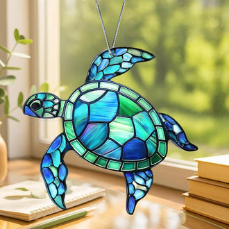 Charming Sea Turtle Suncatcher with Story Card