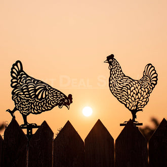 Chicken Family Garden Silhouette Yard Stake