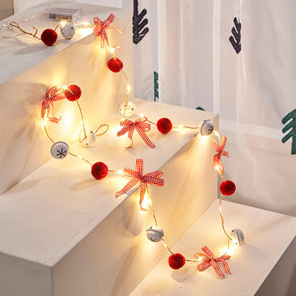 Christmas Bell & Pom Pom LED String Lights