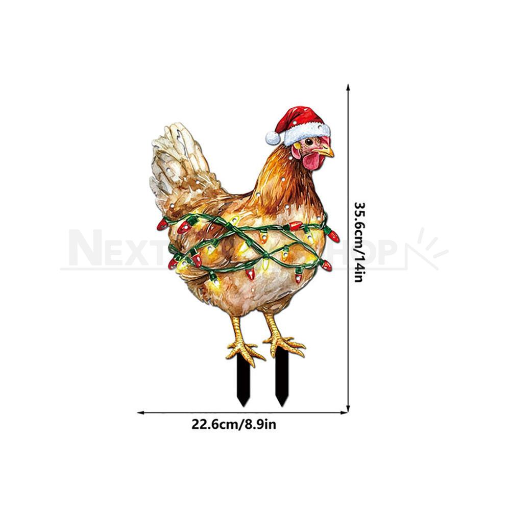 Christmas Chicken Garden Yard Stake with LED Lights-A-View 8-Next Deal Shop