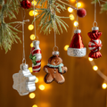 Christmas Glass Hanging Ornaments - Set of 9, Xmas Tree Holiday Party Festive Decoration