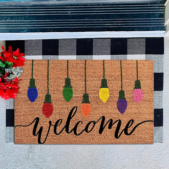 Christmas Light Bulb Welcome Door Mat