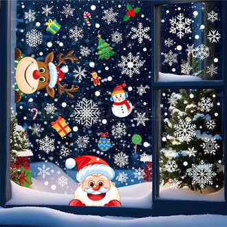Christmas Santa & Reindeer Window Clings