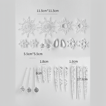 Christmas Snowflake & Icicle Hanging Ornament - 24 Pcs, Home Xmas Tree Ceiling Holiday Party Decor Ornament