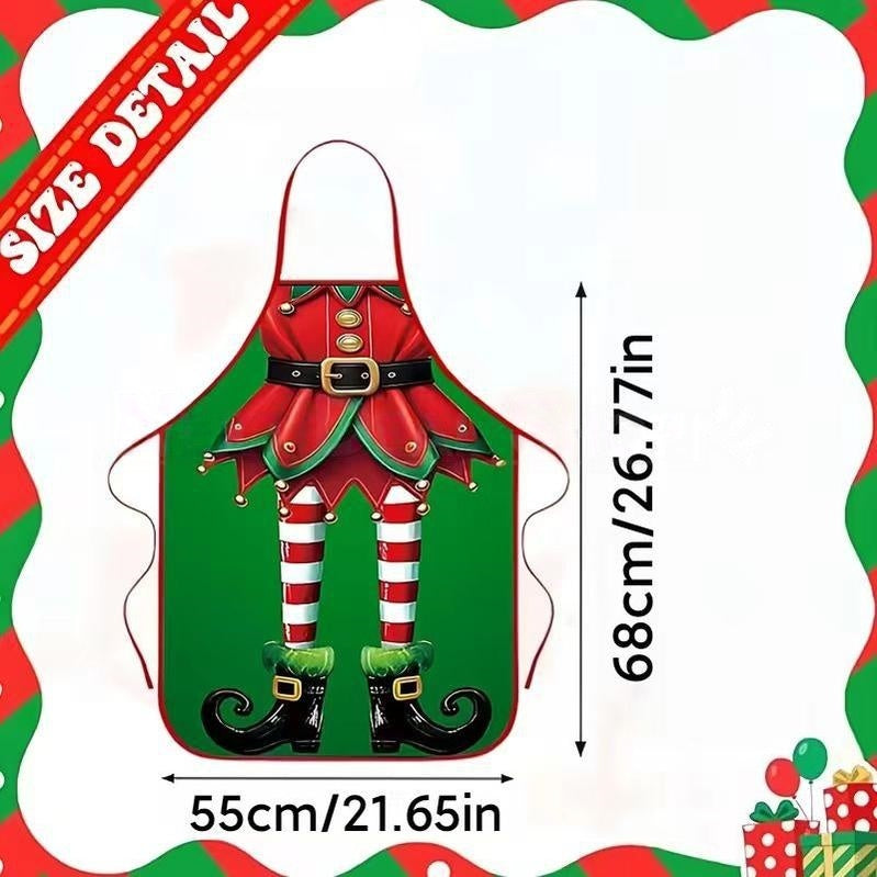 Christmas Themed Elf Apron -  Set of 4 , Holiday Kitchen Wear for Party Cooking