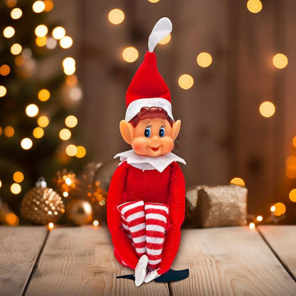 Christmas Themed Elf Figurines - Set of 2, Festive Holiday Tabletop Decor