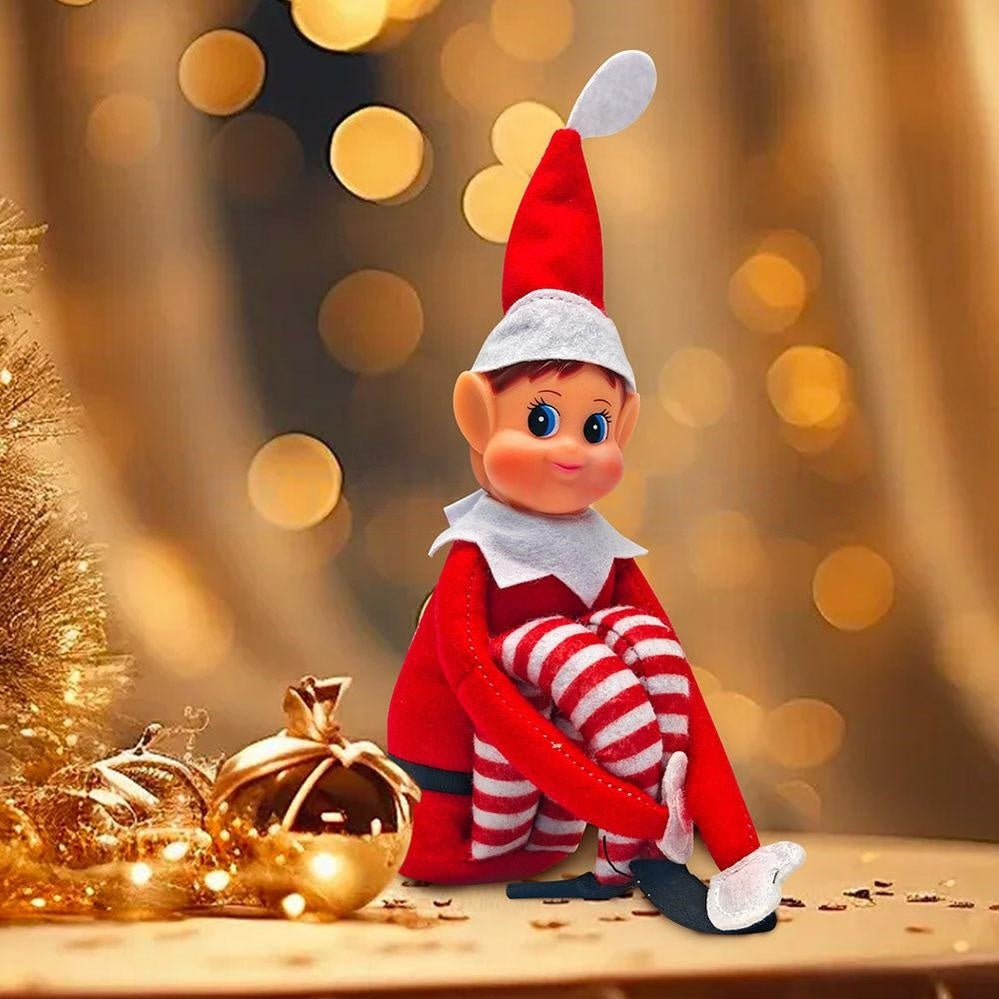 Christmas Themed Elf Figurines - Set of 2, Festive Holiday Tabletop Decor