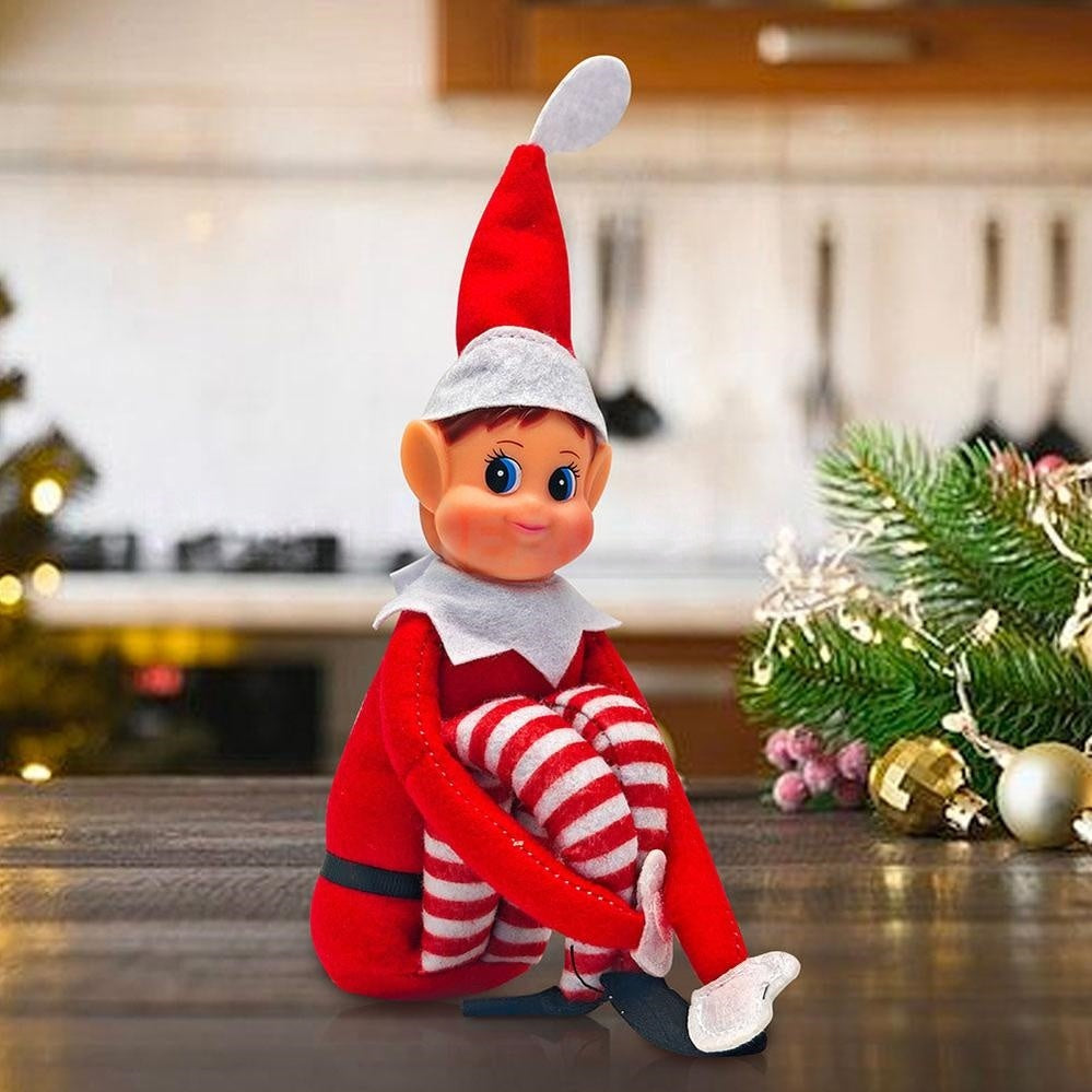 Christmas Themed Elf Figurines - Set of 2, Festive Holiday Tabletop Decor