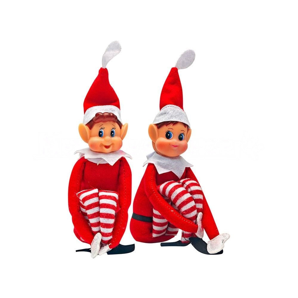 Christmas Themed Elf Figurines - Set of 2, Festive Holiday Tabletop Decor