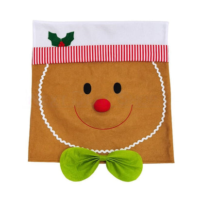 Christmas Themed Gingerbread Man Chair Cover -  Festive Dining Room Party Decor