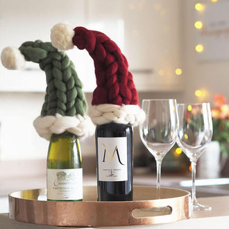 Chunky Knit Christmas Wine Bottle Cover
