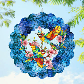 Colorful Birds & Floral Garden Wind Spinner