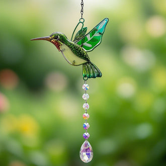 Colorful Hummingbird Crystal Hanging Suncatcher