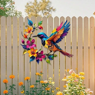 Colorful Hummingbird Metal Wall Art Decor