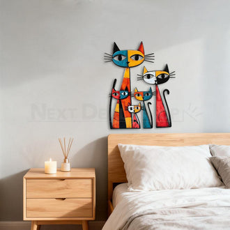 Colorful Metal Cat Wall Art Decor