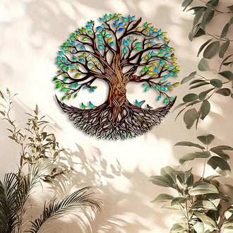 Colorful Metal Tree of Life Wall Decor ‑ 15.7-Inch, Patio & Indoor Wall Art Decor
