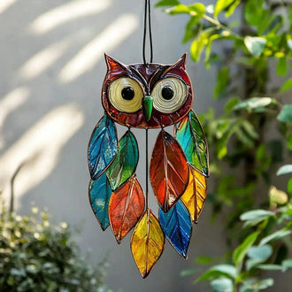 Colorful Owl Garden Hanging Decor - 7.8-Inch, Patio & Tree Decor