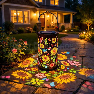 Colorful Solar Powered LED Sunflower Iron Lantern