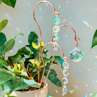 Crystal Suncatcher Plant Stake ‑ Flower Bed & Planter Garden Decor
