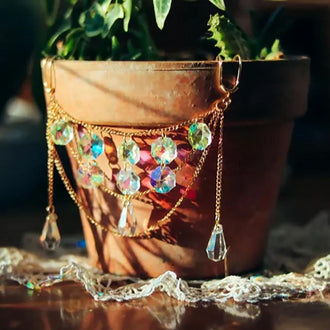 Crystal Suncatcher Pot Charm ‑ Planter & Flower Pot Garden Decor