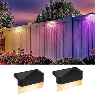 Dazzling Solar Powered 2‑Mode LED Fence Light - 2 Pack, Waterproof Outdoor Patio Wall Garden Lighting