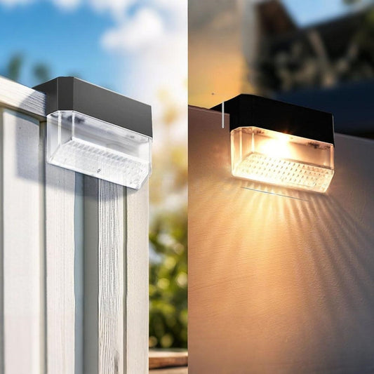 Dazzling Solar Powered 2 Mode LED Fence Light - 2 Pack, Waterproof Outdoor Patio Wall Garden Lighting
