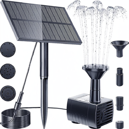 Detachable Solar Powered Outdoor Fountain Pump - Garden Pond Birdbath Backyard Landscape Water Feature Decor