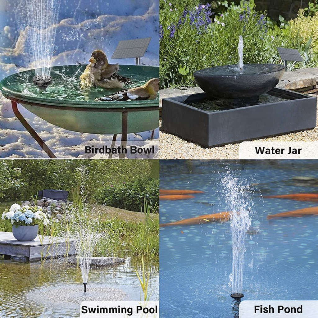 Detachable Solar Powered Outdoor Fountain Pump - Garden Pond Birdbath Backyard Landscape Water Feature Decor