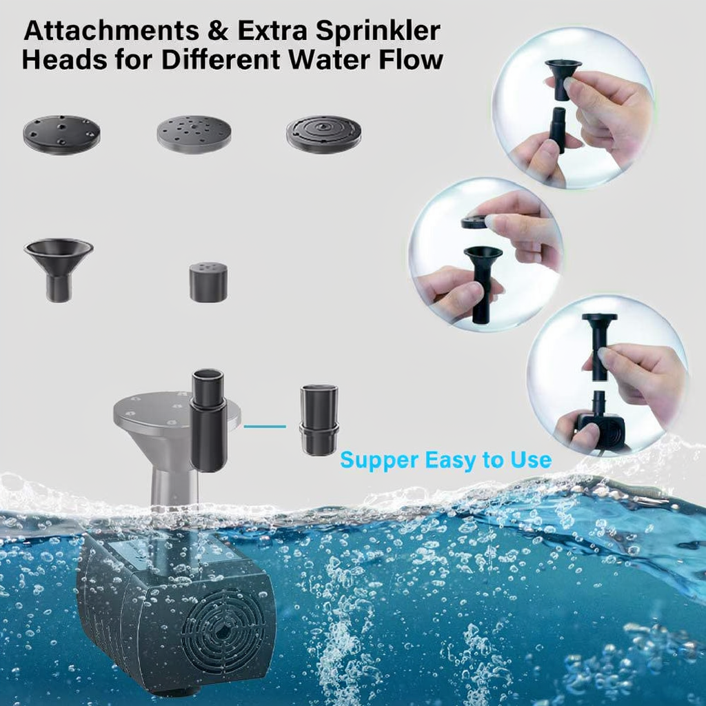 Detachable Solar Powered Outdoor Fountain Pump - Garden Pond Birdbath Backyard Landscape Water Feature Decor