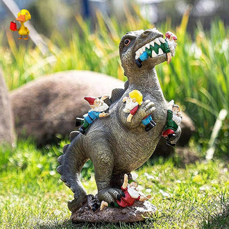 Dinosaur Eating Gnomes Decor