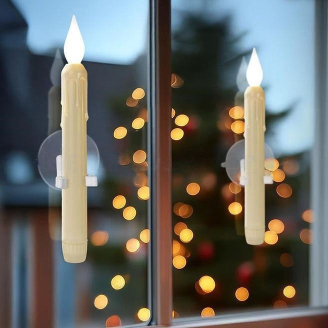 Dusk to Dawn Auto On LED Window Candles -  6 Pack, Window Holiday Accent Lighting