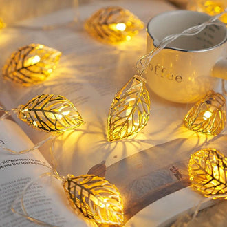Elegant Golden Leaf LED String Lights