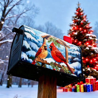 Festive Cardinal Magnetic Mailbox Cover ‑ Outdoor Mailbox Decor